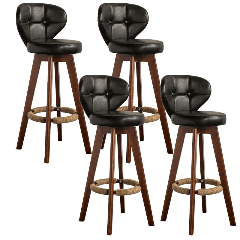 Modern Rubberwood Solid Wood Bar Stool Matte Finish Home Stool Black Brown 4 Piece Set Clearhalo 'Bar Furniture' 'Bar Stools' 'bar_stools' 'furn' 'furn_bar_stools' 'Furniture' 'furniture_bar_stools' 'Kitchen & Dining Furniture' 4875778
