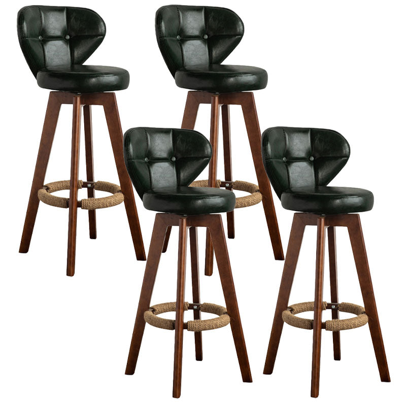 Modern Rubberwood Solid Wood Bar Stool Matte Finish Home Stool Blackish Green Brown 4 Piece Set Clearhalo 'Bar Furniture' 'Bar Stools' 'bar_stools' 'furn' 'furn_bar_stools' 'Furniture' 'furniture_bar_stools' 'Kitchen & Dining Furniture' 4875779