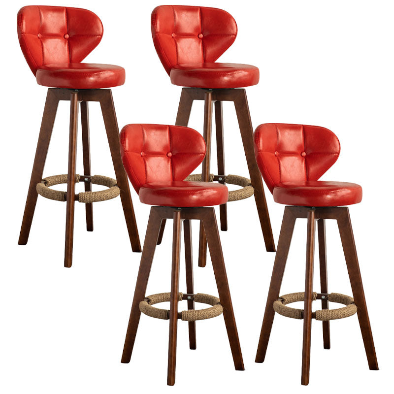 Modern Rubberwood Solid Wood Bar Stool Matte Finish Home Stool Red Brown 4 Piece Set Clearhalo 'Bar Furniture' 'Bar Stools' 'bar_stools' 'furn' 'furn_bar_stools' 'Furniture' 'furniture_bar_stools' 'Kitchen & Dining Furniture' 4875780