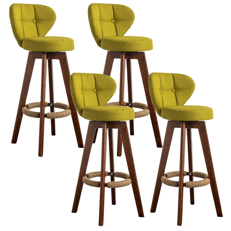 Modern Rubberwood Solid Wood Bar Stool Matte Finish Home Stool Green Brown 4 Piece Set Clearhalo 'Bar Furniture' 'Bar Stools' 'bar_stools' 'furn' 'furn_bar_stools' 'Furniture' 'furniture_bar_stools' 'Kitchen & Dining Furniture' 4875781