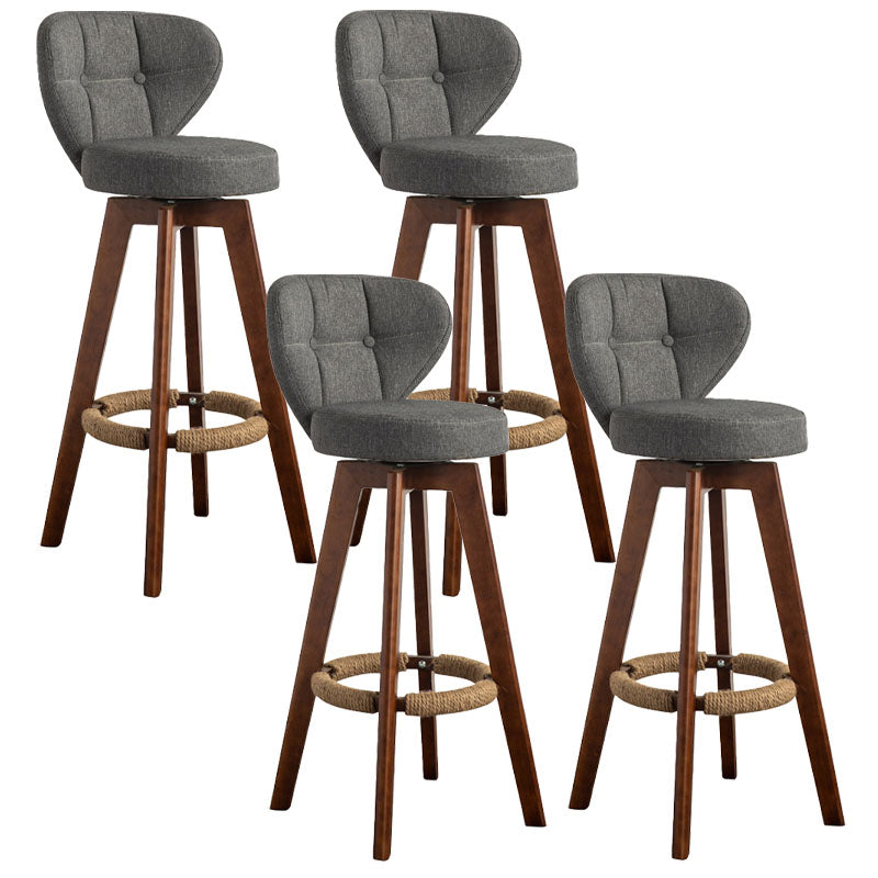 Modern Rubberwood Solid Wood Bar Stool Matte Finish Home Stool Smoke Gray Brown 4 Piece Set Clearhalo 'Bar Furniture' 'Bar Stools' 'bar_stools' 'furn' 'furn_bar_stools' 'Furniture' 'furniture_bar_stools' 'Kitchen & Dining Furniture' 4875783