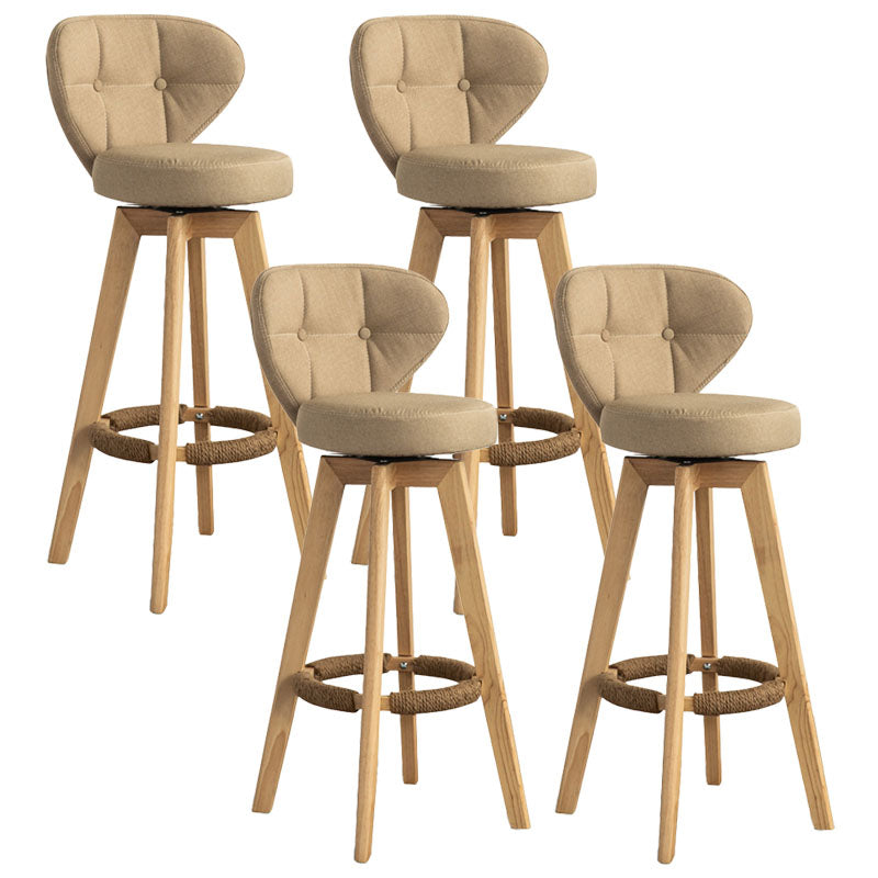 Modern Rubberwood Solid Wood Bar Stool Matte Finish Home Stool Khaki Natural 4 Piece Set Clearhalo 'Bar Furniture' 'Bar Stools' 'bar_stools' 'furn' 'furn_bar_stools' 'Furniture' 'furniture_bar_stools' 'Kitchen & Dining Furniture' 4875786