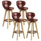 Modern Rubberwood Solid Wood Bar Stool Matte Finish Home Stool Crimson Natural 4 Piece Set Clearhalo 'Bar Furniture' 'Bar Stools' 'bar_stools' 'furn' 'furn_bar_stools' 'Furniture' 'furniture_bar_stools' 'Kitchen & Dining Furniture' 4875787