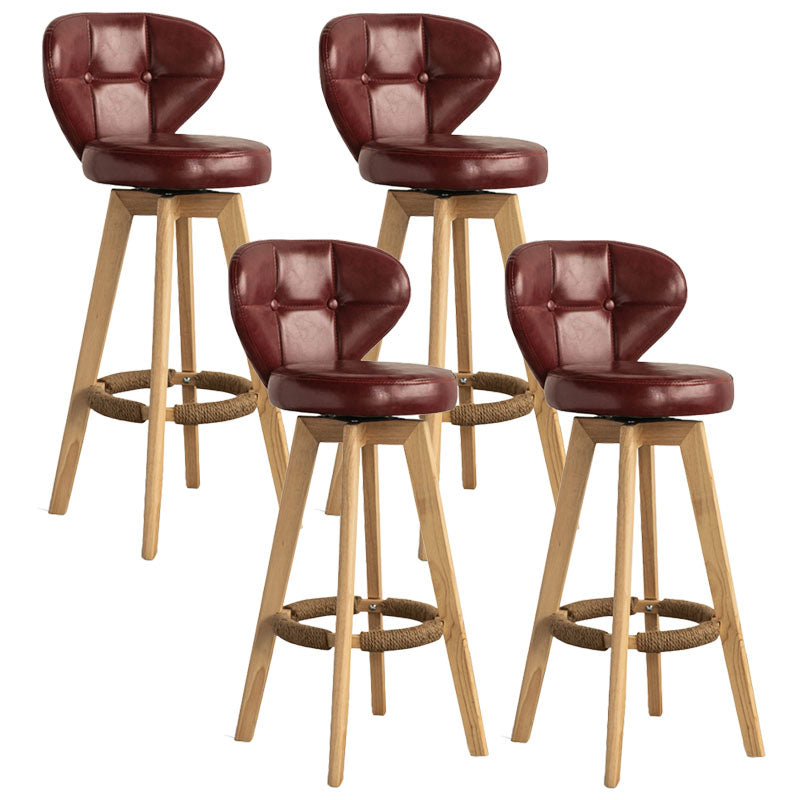 Modern Rubberwood Solid Wood Bar Stool Matte Finish Home Stool Crimson Natural 4 Piece Set Clearhalo 'Bar Furniture' 'Bar Stools' 'bar_stools' 'furn' 'furn_bar_stools' 'Furniture' 'furniture_bar_stools' 'Kitchen & Dining Furniture' 4875787