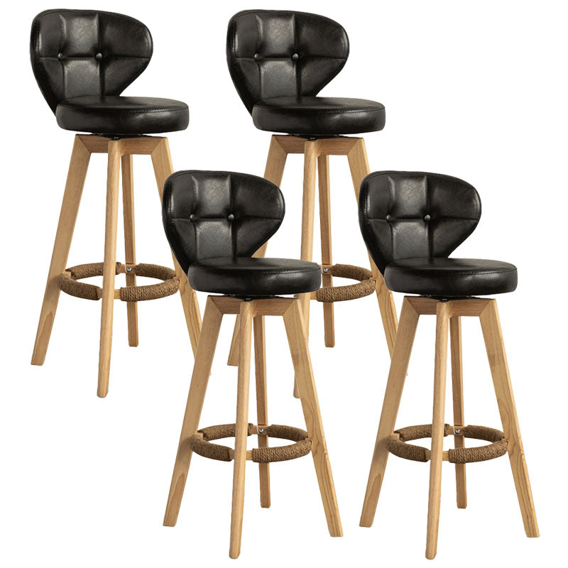 Modern Rubberwood Solid Wood Bar Stool Matte Finish Home Stool Black Natural 4 Piece Set Clearhalo 'Bar Furniture' 'Bar Stools' 'bar_stools' 'furn' 'furn_bar_stools' 'Furniture' 'furniture_bar_stools' 'Kitchen & Dining Furniture' 4875788