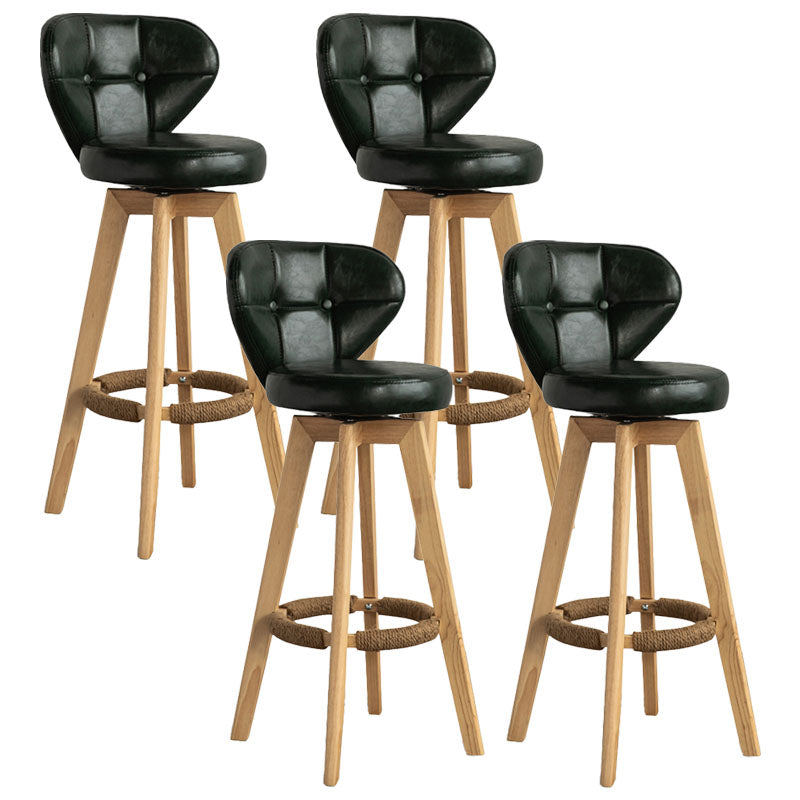 Modern Rubberwood Solid Wood Bar Stool Matte Finish Home Stool Blackish Green Natural 4 Piece Set Clearhalo 'Bar Furniture' 'Bar Stools' 'bar_stools' 'furn' 'furn_bar_stools' 'Furniture' 'furniture_bar_stools' 'Kitchen & Dining Furniture' 4875789