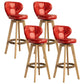 Modern Rubberwood Solid Wood Bar Stool Matte Finish Home Stool Red Natural 4 Piece Set Clearhalo 'Bar Furniture' 'Bar Stools' 'bar_stools' 'furn' 'furn_bar_stools' 'Furniture' 'furniture_bar_stools' 'Kitchen & Dining Furniture' 4875790