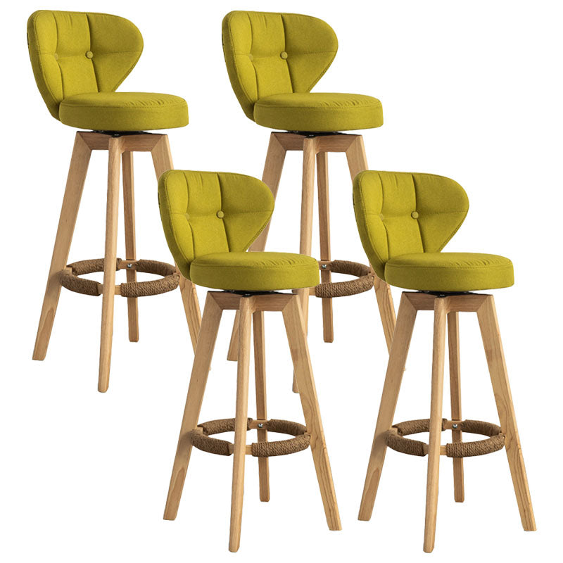 Modern Rubberwood Solid Wood Bar Stool Matte Finish Home Stool Green Natural 4 Piece Set Clearhalo 'Bar Furniture' 'Bar Stools' 'bar_stools' 'furn' 'furn_bar_stools' 'Furniture' 'furniture_bar_stools' 'Kitchen & Dining Furniture' 4875791