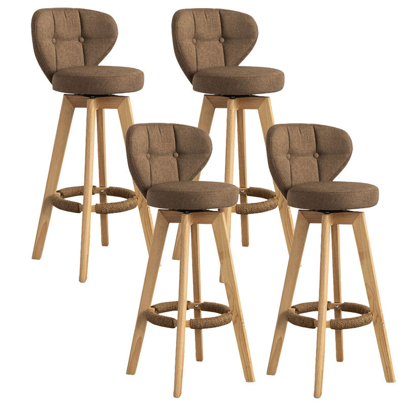 Modern Rubberwood Solid Wood Bar Stool Matte Finish Home Stool Coffee Natural 4 Piece Set Clearhalo 'Bar Furniture' 'Bar Stools' 'bar_stools' 'furn' 'furn_bar_stools' 'Furniture' 'furniture_bar_stools' 'Kitchen & Dining Furniture' 4875792