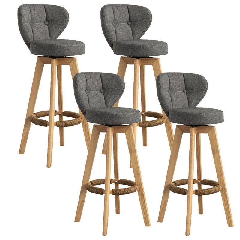 Modern Rubberwood Solid Wood Bar Stool Matte Finish Home Stool Smoke Gray Natural 4 Piece Set Clearhalo 'Bar Furniture' 'Bar Stools' 'bar_stools' 'furn' 'furn_bar_stools' 'Furniture' 'furniture_bar_stools' 'Kitchen & Dining Furniture' 4875793