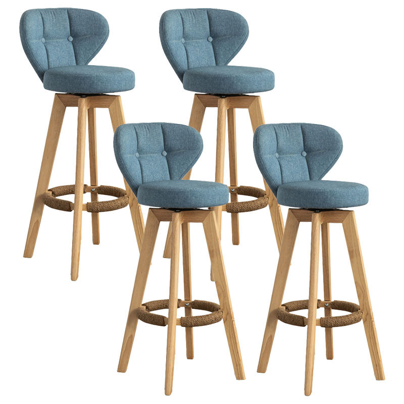 Modern Rubberwood Solid Wood Bar Stool Matte Finish Home Stool Blue Natural 4 Piece Set Clearhalo 'Bar Furniture' 'Bar Stools' 'bar_stools' 'furn' 'furn_bar_stools' 'Furniture' 'furniture_bar_stools' 'Kitchen & Dining Furniture' 4875794