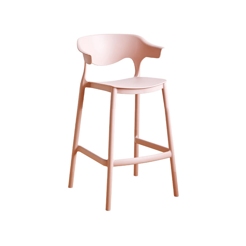 Scandinavian Stackable Milk Tea Shop Stool Matte Finish Plastic Barstool Pink 1 Piece Counter Stool(26"H) Clearhalo 'Bar Furniture' 'Bar Stools' 'bar_stools' 'furn' 'furn_bar_stools' 'Furniture' 'furniture_bar_stools' 'Kitchen & Dining Furniture' 4875804