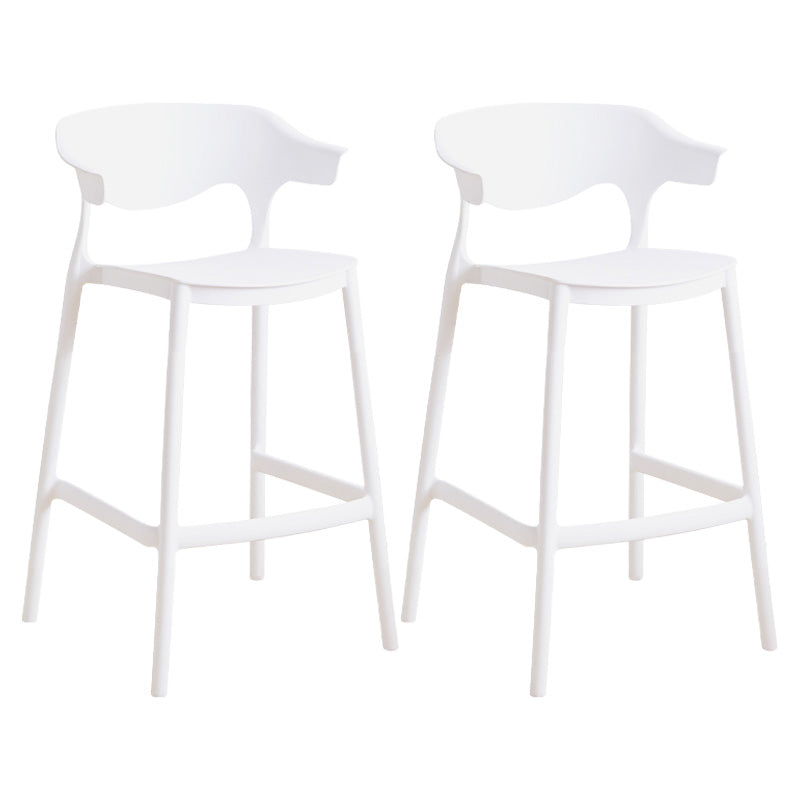 Scandinavian Stackable Milk Tea Shop Stool Matte Finish Plastic Barstool White 2 Piece Set Counter Stool(26"H) Clearhalo 'Bar Furniture' 'Bar Stools' 'bar_stools' 'furn' 'furn_bar_stools' 'Furniture' 'furniture_bar_stools' 'Kitchen & Dining Furniture' 4875828