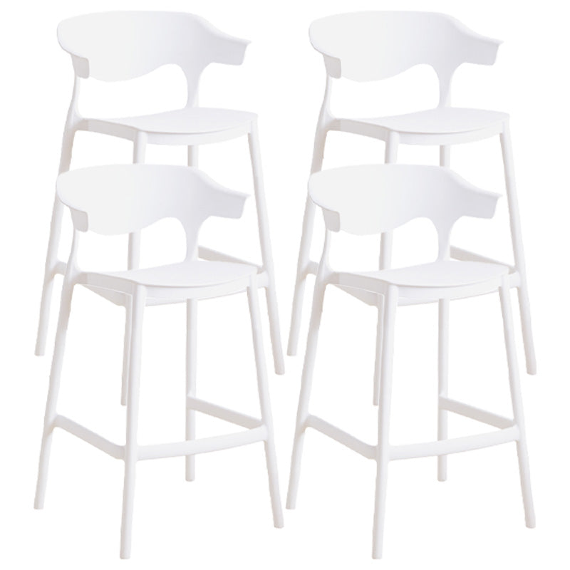 Scandinavian Stackable Milk Tea Shop Stool Matte Finish Plastic Barstool White 4 Piece Set Counter Stool(26"H) Clearhalo 'Bar Furniture' 'Bar Stools' 'bar_stools' 'furn' 'furn_bar_stools' 'Furniture' 'furniture_bar_stools' 'Kitchen & Dining Furniture' 4875846