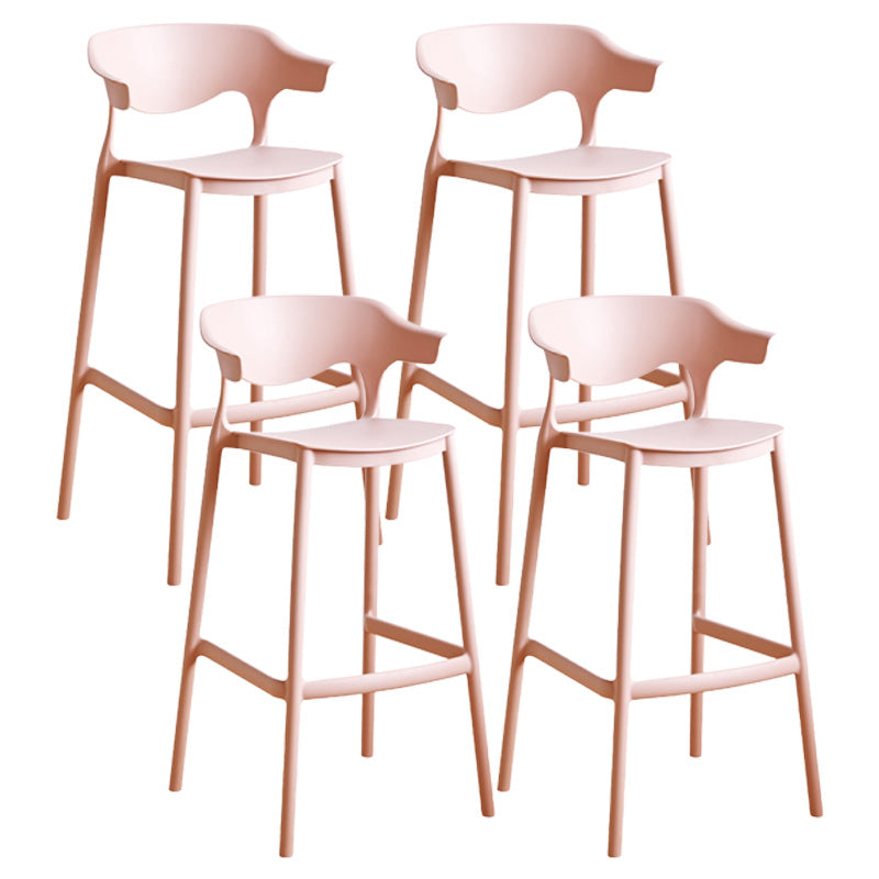Scandinavian Stackable Milk Tea Shop Stool Matte Finish Plastic Barstool Pink 4 Piece Set Bar Stool(30"H) Clearhalo 'Bar Furniture' 'Bar Stools' 'bar_stools' 'furn' 'furn_bar_stools' 'Furniture' 'furniture_bar_stools' 'Kitchen & Dining Furniture' 4875857