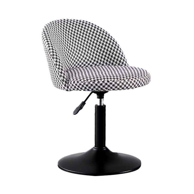 Contemporary Adjustable Height Footrest Barstool Matte Finish Upholstered Stool Black White 1 Piece Short Stool(22"H) Clearhalo 'Bar Furniture' 'Bar Stools' 'bar_stools' 'Furniture' 'furniture_bar_stools' 'Kitchen & Dining Furniture' 4875867