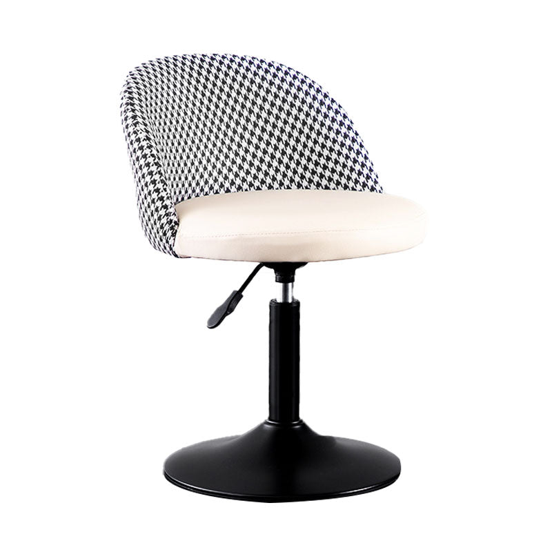 Contemporary Adjustable Height Footrest Barstool Matte Finish Upholstered Stool Off-White 1 Piece Short Stool(22"H) Clearhalo 'Bar Furniture' 'Bar Stools' 'bar_stools' 'Furniture' 'furniture_bar_stools' 'Kitchen & Dining Furniture' 4875871