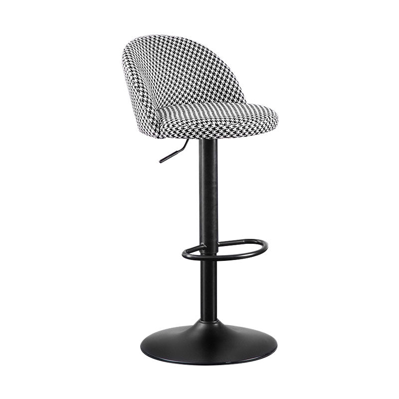 Contemporary Adjustable Height Footrest Barstool Matte Finish Upholstered Stool Black White 1 Piece Bar Stool(31"H) Clearhalo 'Bar Furniture' 'Bar Stools' 'bar_stools' 'Furniture' 'furniture_bar_stools' 'Kitchen & Dining Furniture' 4875878