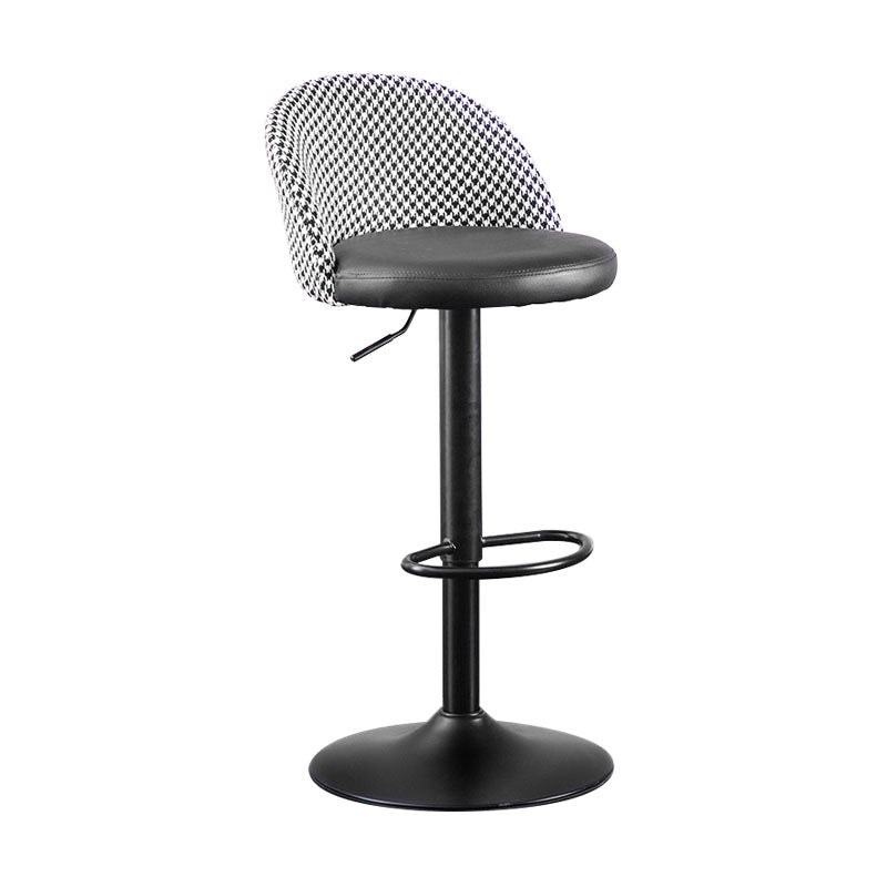 Contemporary Adjustable Height Footrest Barstool Matte Finish Upholstered Stool Black 1 Piece Bar Stool(31"H) Clearhalo 'Bar Furniture' 'Bar Stools' 'bar_stools' 'Furniture' 'furniture_bar_stools' 'Kitchen & Dining Furniture' 4875879