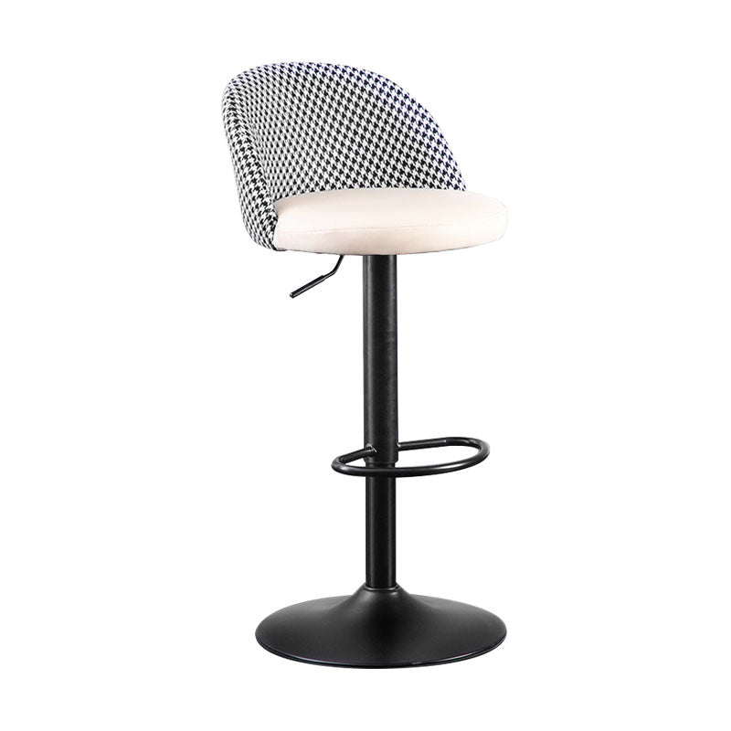 Contemporary Adjustable Height Footrest Barstool Matte Finish Upholstered Stool Off-White 1 Piece Bar Stool(31"H) Clearhalo 'Bar Furniture' 'Bar Stools' 'bar_stools' 'Furniture' 'furniture_bar_stools' 'Kitchen & Dining Furniture' 4875882