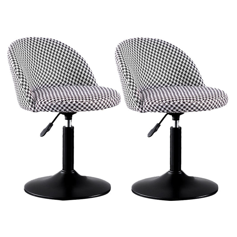 Contemporary Adjustable Height Footrest Barstool Matte Finish Upholstered Stool Black White Set of 2 Short Stool(22"H) Clearhalo 'Bar Furniture' 'Bar Stools' 'bar_stools' 'Furniture' 'furniture_bar_stools' 'Kitchen & Dining Furniture' 4875888