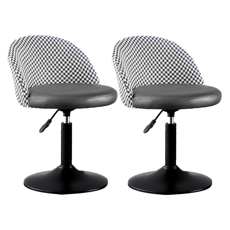 Contemporary Adjustable Height Footrest Barstool Matte Finish Upholstered Stool Black Set of 2 Short Stool(22"H) Clearhalo 'Bar Furniture' 'Bar Stools' 'bar_stools' 'Furniture' 'furniture_bar_stools' 'Kitchen & Dining Furniture' 4875890
