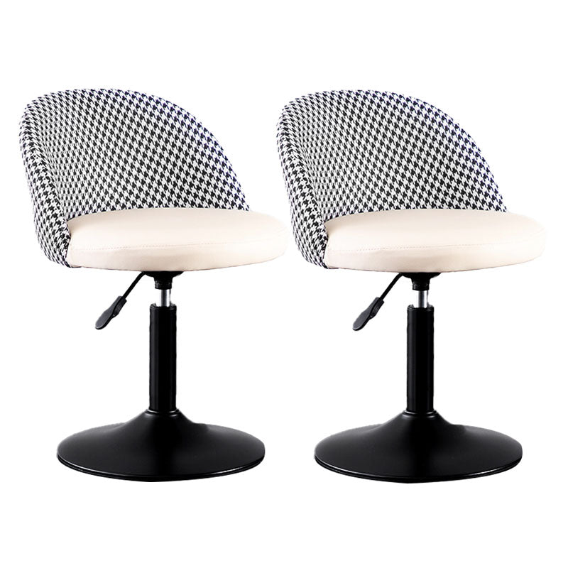 Contemporary Adjustable Height Footrest Barstool Matte Finish Upholstered Stool Off-White Set of 2 Short Stool(22"H) Clearhalo 'Bar Furniture' 'Bar Stools' 'bar_stools' 'Furniture' 'furniture_bar_stools' 'Kitchen & Dining Furniture' 4875891