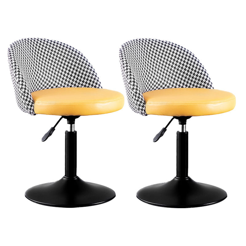 Contemporary Adjustable Height Footrest Barstool Matte Finish Upholstered Stool Orange Set of 2 Short Stool(22"H) Clearhalo 'Bar Furniture' 'Bar Stools' 'bar_stools' 'Furniture' 'furniture_bar_stools' 'Kitchen & Dining Furniture' 4875892