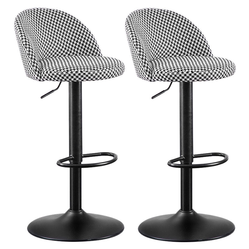 Contemporary Adjustable Height Footrest Barstool Matte Finish Upholstered Stool Black White Set of 2 Bar Stool(31"H) Clearhalo 'Bar Furniture' 'Bar Stools' 'bar_stools' 'Furniture' 'furniture_bar_stools' 'Kitchen & Dining Furniture' 4875894