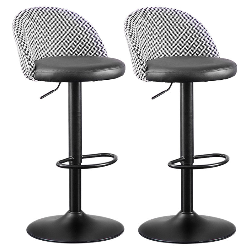 Contemporary Adjustable Height Footrest Barstool Matte Finish Upholstered Stool Black Set of 2 Bar Stool(31"H) Clearhalo 'Bar Furniture' 'Bar Stools' 'bar_stools' 'Furniture' 'furniture_bar_stools' 'Kitchen & Dining Furniture' 4875895