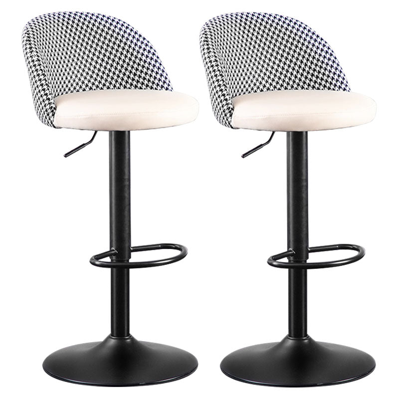 Contemporary Adjustable Height Footrest Barstool Matte Finish Upholstered Stool Off-White Set of 2 Bar Stool(31"H) Clearhalo 'Bar Furniture' 'Bar Stools' 'bar_stools' 'Furniture' 'furniture_bar_stools' 'Kitchen & Dining Furniture' 4875896