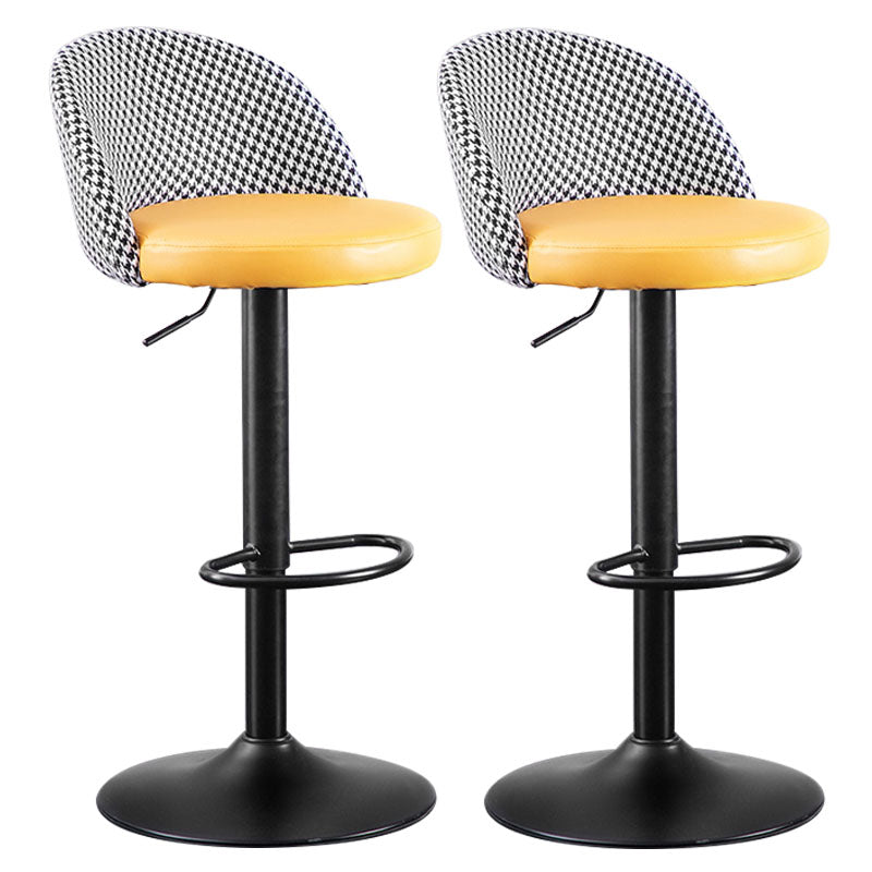 Contemporary Adjustable Height Footrest Barstool Matte Finish Upholstered Stool Orange Set of 2 Bar Stool(31"H) Clearhalo 'Bar Furniture' 'Bar Stools' 'bar_stools' 'Furniture' 'furniture_bar_stools' 'Kitchen & Dining Furniture' 4875897