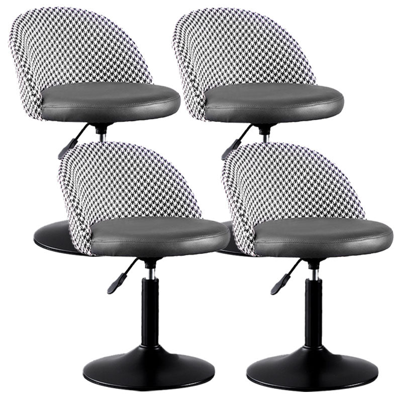 Contemporary Adjustable Height Footrest Barstool Matte Finish Upholstered Stool Black Set of 4 Short Stool(22"H) Clearhalo 'Bar Furniture' 'Bar Stools' 'bar_stools' 'Furniture' 'furniture_bar_stools' 'Kitchen & Dining Furniture' 4875900