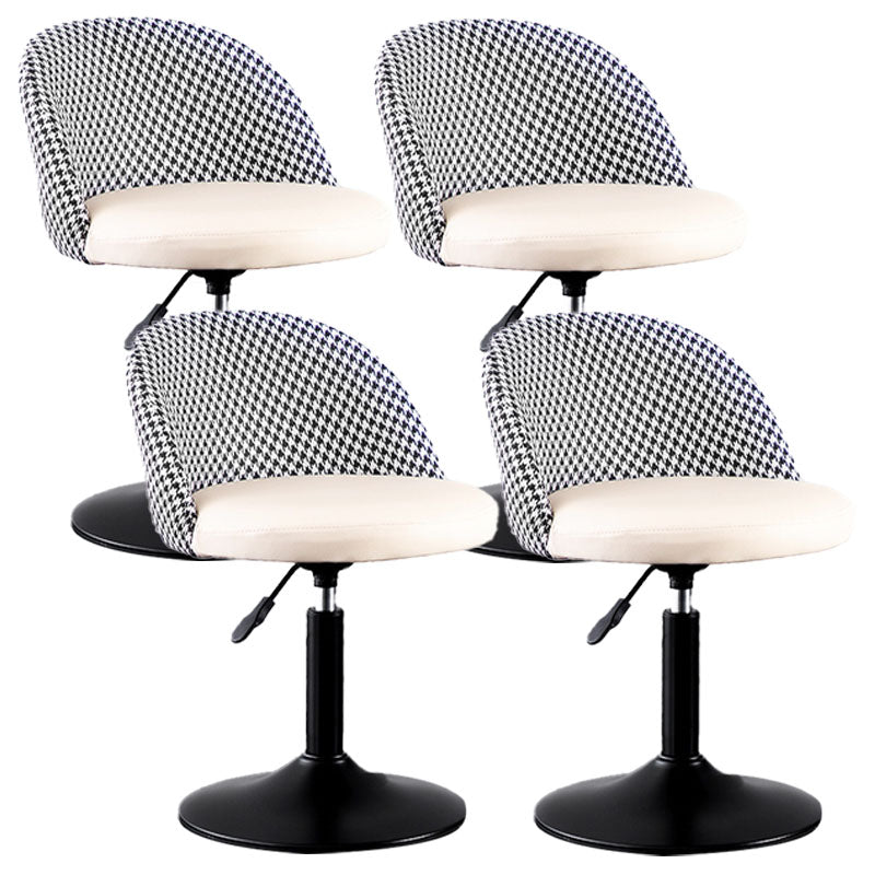 Contemporary Adjustable Height Footrest Barstool Matte Finish Upholstered Stool Off-White Set of 4 Short Stool(22"H) Clearhalo 'Bar Furniture' 'Bar Stools' 'bar_stools' 'Furniture' 'furniture_bar_stools' 'Kitchen & Dining Furniture' 4875901