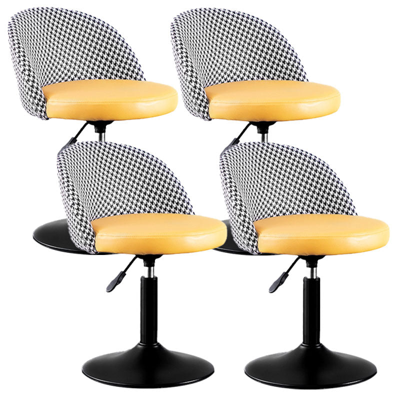 Contemporary Adjustable Height Footrest Barstool Matte Finish Upholstered Stool Orange Set of 4 Short Stool(22"H) Clearhalo 'Bar Furniture' 'Bar Stools' 'bar_stools' 'Furniture' 'furniture_bar_stools' 'Kitchen & Dining Furniture' 4875902