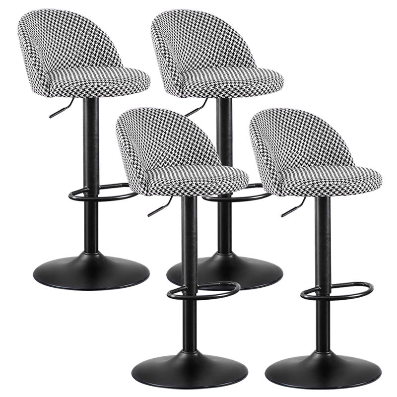 Contemporary Adjustable Height Footrest Barstool Matte Finish Upholstered Stool Black White Set of 4 Bar Stool(31"H) Clearhalo 'Bar Furniture' 'Bar Stools' 'bar_stools' 'Furniture' 'furniture_bar_stools' 'Kitchen & Dining Furniture' 4875904