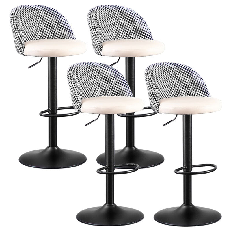 Contemporary Adjustable Height Footrest Barstool Matte Finish Upholstered Stool Off-White Set of 4 Bar Stool(31"H) Clearhalo 'Bar Furniture' 'Bar Stools' 'bar_stools' 'Furniture' 'furniture_bar_stools' 'Kitchen & Dining Furniture' 4875906