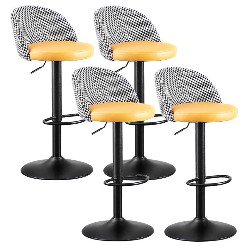 Contemporary Adjustable Height Footrest Barstool Matte Finish Upholstered Stool Orange Set of 4 Bar Stool(31"H) Clearhalo 'Bar Furniture' 'Bar Stools' 'bar_stools' 'Furniture' 'furniture_bar_stools' 'Kitchen & Dining Furniture' 4875907