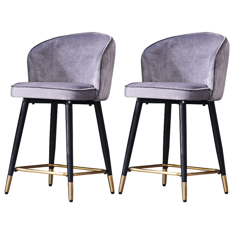 Scandinavian Footrest Home Stool Matte Finish Upholstered Bar Stools Grey 2 Piece Set Clearhalo 'Bar Furniture' 'Bar Stools' 'bar_stools' 'furn' 'furn_bar_stools' 'Furniture' 'furniture_bar_stools' 'Kitchen & Dining Furniture' 4875912
