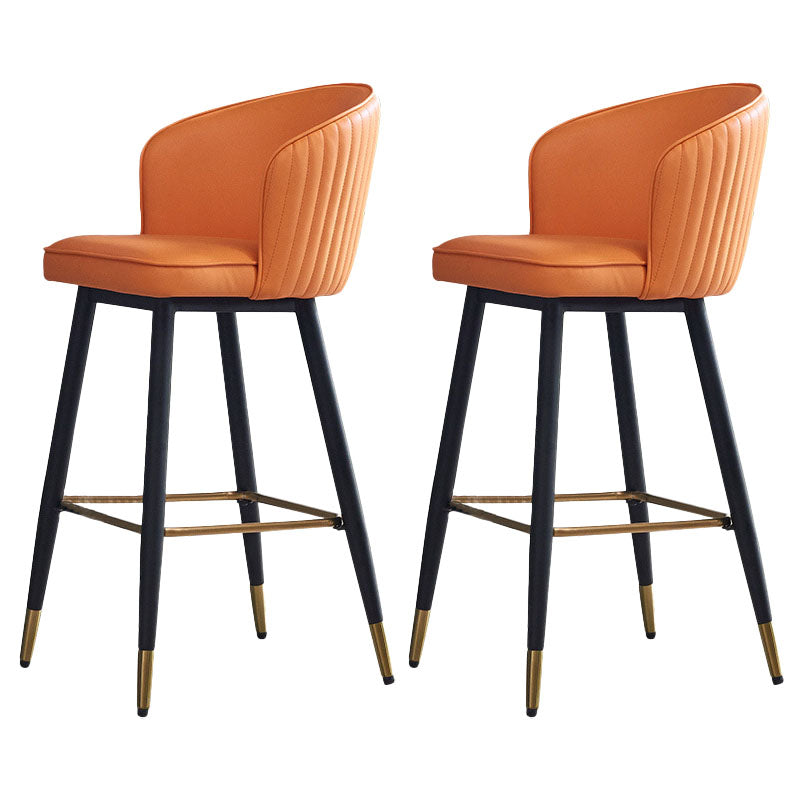 Scandinavian Footrest Home Stool Matte Finish Upholstered Bar Stools Orange 2 Piece Set Clearhalo 'Bar Furniture' 'Bar Stools' 'bar_stools' 'furn' 'furn_bar_stools' 'Furniture' 'furniture_bar_stools' 'Kitchen & Dining Furniture' 4875915