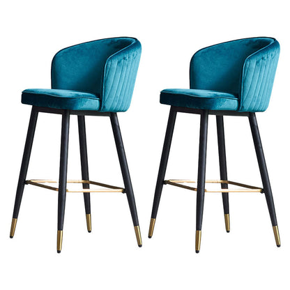 Scandinavian Footrest Home Stool Matte Finish Upholstered Bar Stools Blue 2 Piece Set Clearhalo 'Bar Furniture' 'Bar Stools' 'bar_stools' 'furn' 'furn_bar_stools' 'Furniture' 'furniture_bar_stools' 'Kitchen & Dining Furniture' 4875916