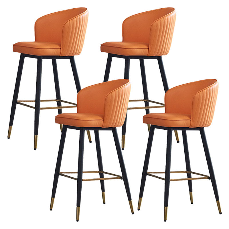 Scandinavian Footrest Home Stool Matte Finish Upholstered Bar Stools Orange 4 Piece Set Clearhalo 'Bar Furniture' 'Bar Stools' 'bar_stools' 'furn' 'furn_bar_stools' 'Furniture' 'furniture_bar_stools' 'Kitchen & Dining Furniture' 4875922