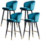 Scandinavian Footrest Home Stool Matte Finish Upholstered Bar Stools Blue 4 Piece Set Clearhalo 'Bar Furniture' 'Bar Stools' 'bar_stools' 'furn' 'furn_bar_stools' 'Furniture' 'furniture_bar_stools' 'Kitchen & Dining Furniture' 4875924