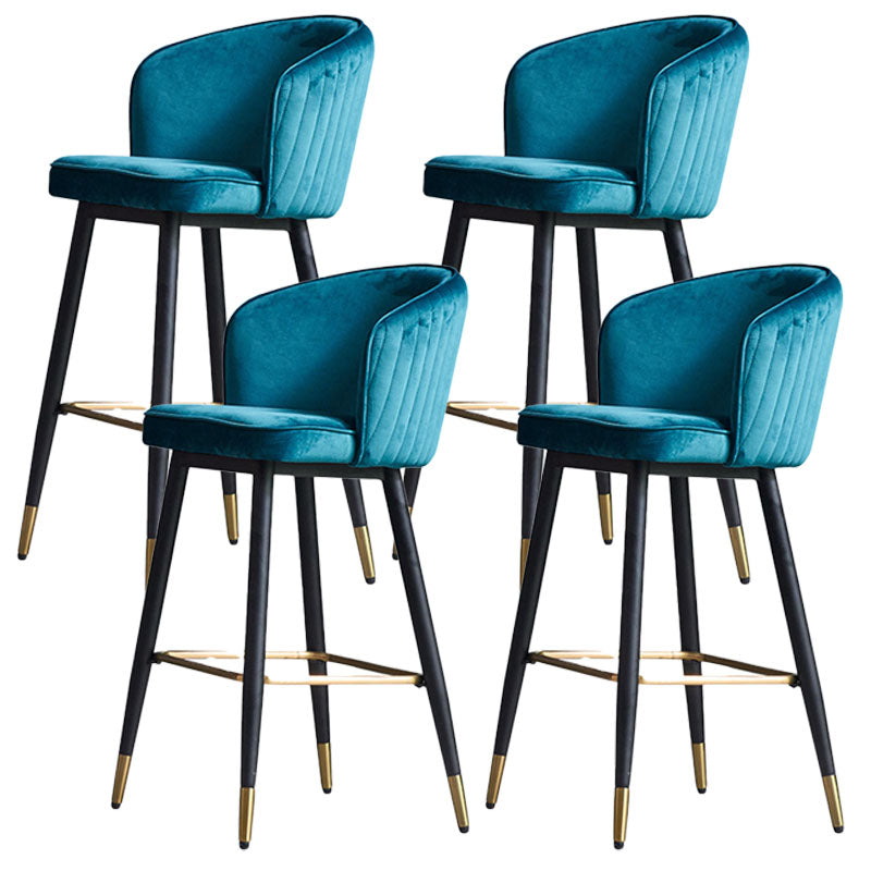 Scandinavian Footrest Home Stool Matte Finish Upholstered Bar Stools Blue 4 Piece Set Clearhalo 'Bar Furniture' 'Bar Stools' 'bar_stools' 'furn' 'furn_bar_stools' 'Furniture' 'furniture_bar_stools' 'Kitchen & Dining Furniture' 4875924
