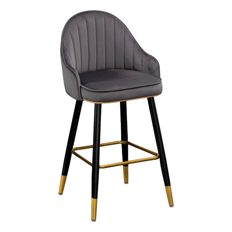 Scandinavian Restaurant Armed Stool Matte Finish Velvet Barstool Dark Gray 1 Piece Clearhalo 'Bar Furniture' 'Bar Stools' 'bar_stools' 'Furniture' 'furniture_bar_stools' 'Kitchen & Dining Furniture' 4876062