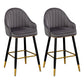 Scandinavian Restaurant Armed Stool Matte Finish Velvet Barstool Dark Gray Set of 2 Clearhalo 'Bar Furniture' 'Bar Stools' 'bar_stools' 'Furniture' 'furniture_bar_stools' 'Kitchen & Dining Furniture' 4876064