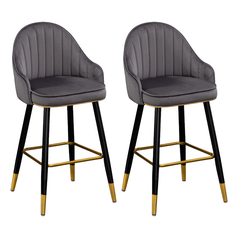 Scandinavian Restaurant Armed Stool Matte Finish Velvet Barstool Dark Gray Set of 2 Clearhalo 'Bar Furniture' 'Bar Stools' 'bar_stools' 'Furniture' 'furniture_bar_stools' 'Kitchen & Dining Furniture' 4876064