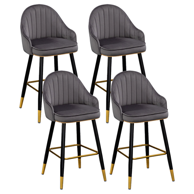 Scandinavian Restaurant Armed Stool Matte Finish Velvet Barstool Dark Gray Set of 4 Clearhalo 'Bar Furniture' 'Bar Stools' 'bar_stools' 'Furniture' 'furniture_bar_stools' 'Kitchen & Dining Furniture' 4876066