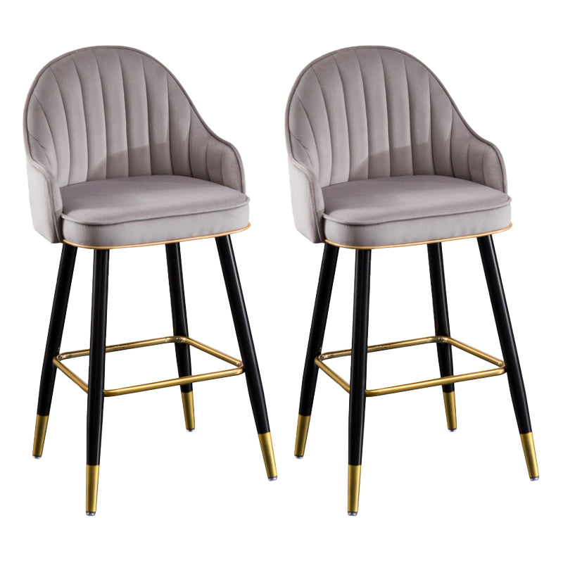 Scandinavian Restaurant Armed Stool Matte Finish Velvet Barstool Light Gray Set of 2 Clearhalo 'Bar Furniture' 'Bar Stools' 'bar_stools' 'Furniture' 'furniture_bar_stools' 'Kitchen & Dining Furniture' 4876069