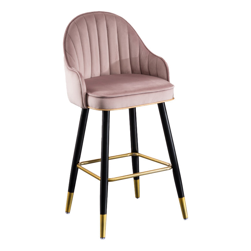 Scandinavian Restaurant Armed Stool Matte Finish Velvet Barstool Cameo Brown 1 Piece Clearhalo 'Bar Furniture' 'Bar Stools' 'bar_stools' 'Furniture' 'furniture_bar_stools' 'Kitchen & Dining Furniture' 4876075